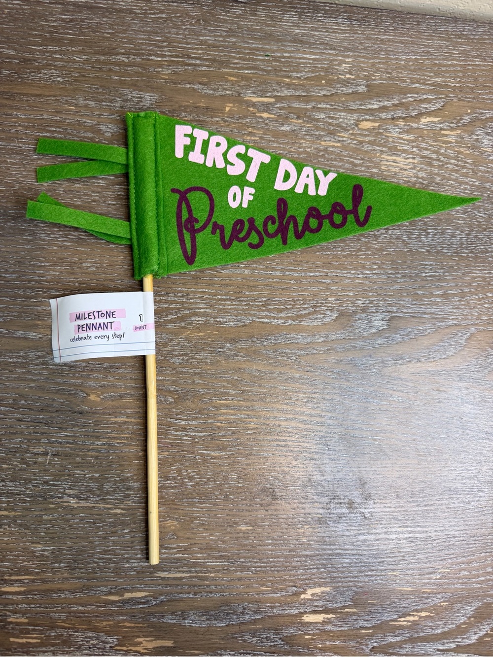 Target Bullseye Felt Flag “First Day of Preschool”
